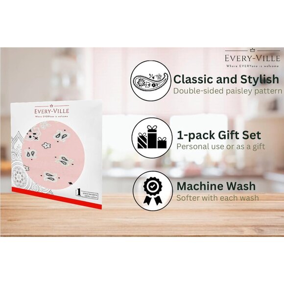 Women's Light Hot Pink Cotton Bandana Large Cowgirl Handkerchief Headband Scarf - Picture 3 of 7